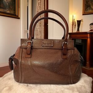 Kate Spade Addison Cheltenham Bag Satchel Handbag Metallic‎ Bronze Leather Purse